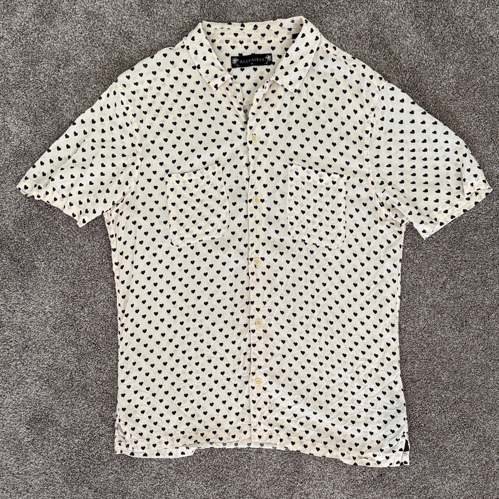 All Saints Black Heart Button-down Shirt M